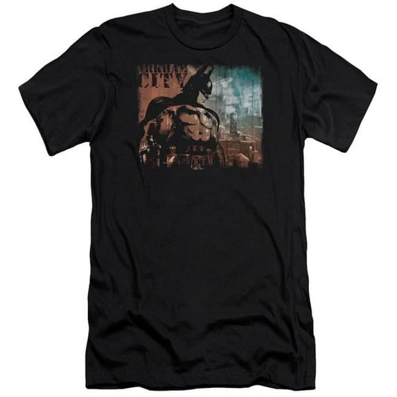 Trevco BM1988-PSF-4 Arkham City & City Knockout-Premuim Canvas Adult Slim Fit 30-1 T-Shirt, Black - Extra Large