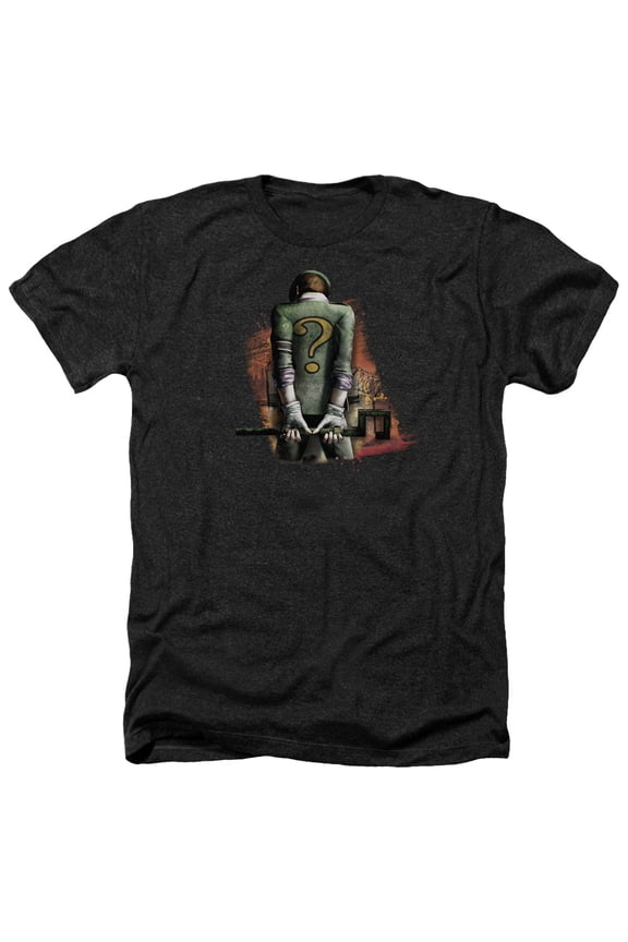 BM2006-HA-4 Arkham City & Riddler Convicted-Adult Heather T-Shirt, Black - Extra Large