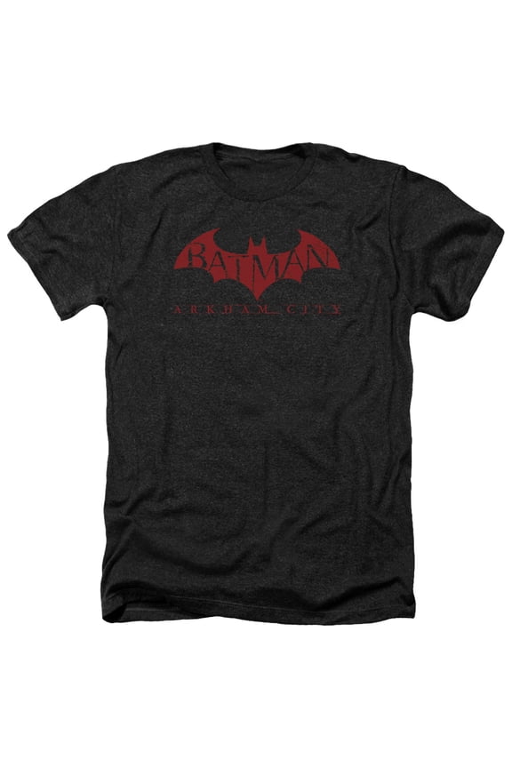 BM2011-HA-4 Arkham City & Red Bat-Adult Heather T-Shirt, Black - Extra Large