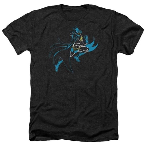 Trevco BM2022-HA-2 Batman & Neon Batman-Adult Heather T-Shirt, Black - Medium