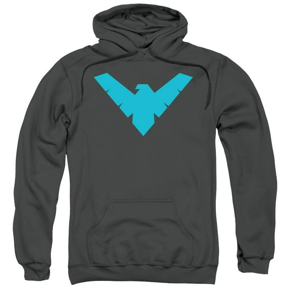 Trevco BM2182E-AFTH-1 Batman Nightwing Symbol-Adult Pull-Over Hoodie, Charcoal - Small