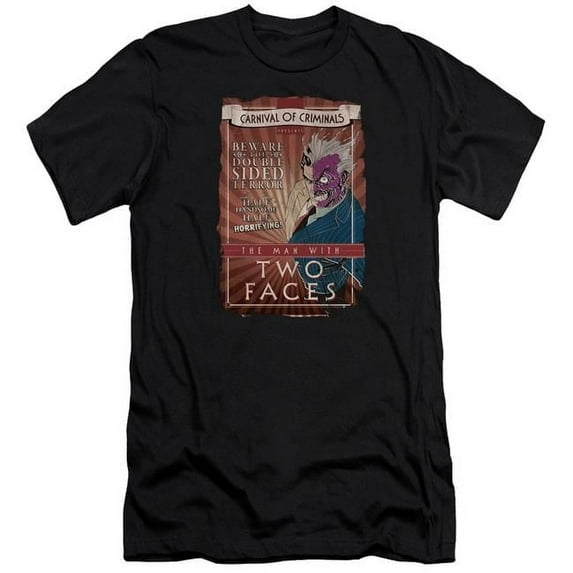 Trevco BM2186-PSF-1 Batman & Two Faces Adult Cotton Premium Canvas Brand Slim Fit 30-1 T-Shirt, Black - Small