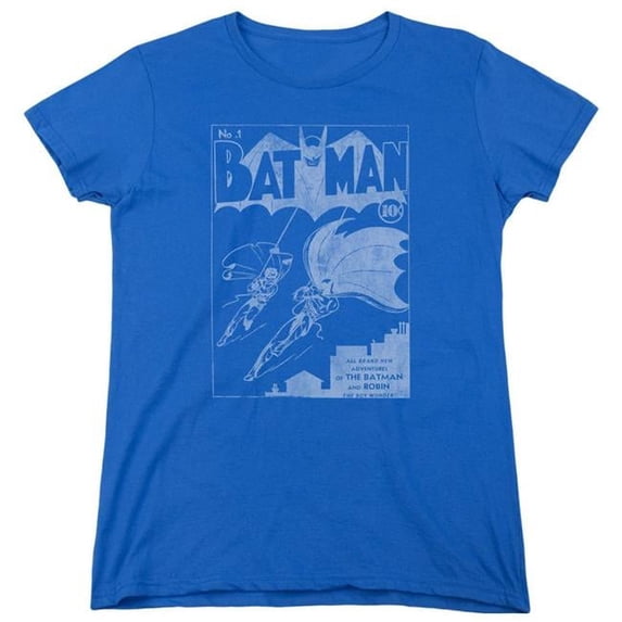 Trevco BM2252-WT-4 Batman & Issue 1 Cover Womens Cotton Short Sleeve T-Shirt, Royal Blue - Extra Large