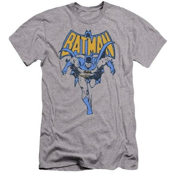 Trevco BM2570-PSF-3 Batman & Vintage Run Adult Cotton Premium Canvas Brand Slim Fit 30-1 T-Shirt, Athletic Heather - Large