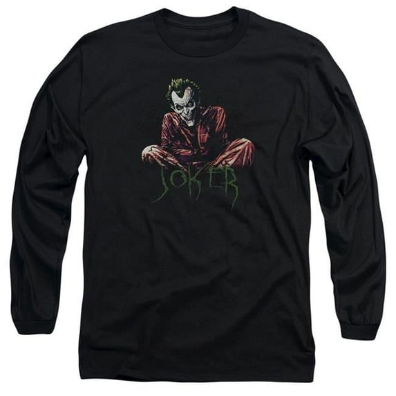 Trevco BM2585-AL-6 Batman & Straight Jacket-Long Sleeve Adult 18-1 T-Shirt, Black - 3X
