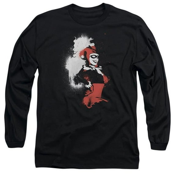 Trevco BM2592-AL-3 Batman & Splattered Couple Adult Cotton Long Sleeve 18-1 T-Shirt, Black - Large