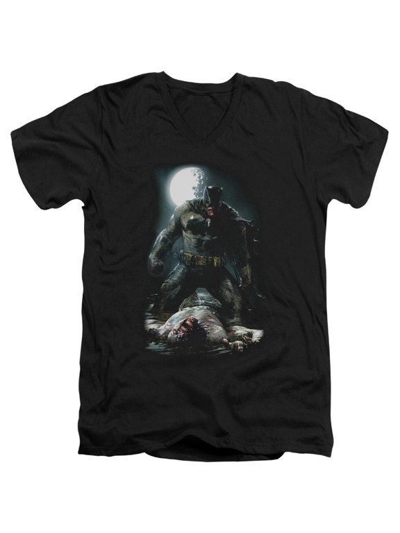 BM2690-AV-4 Batman Mudhole-S by S Adult V-Neck T-Shirt, Black - Extra Large
