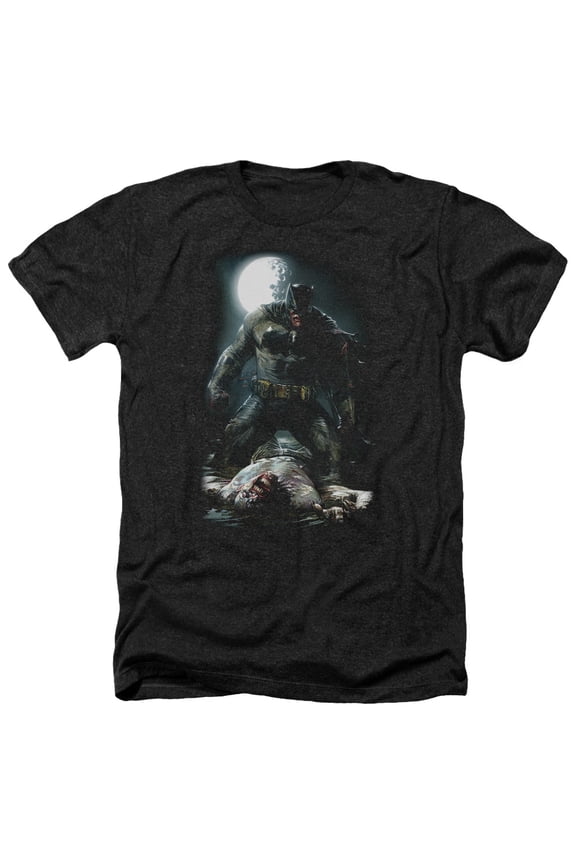 BM2690-HA-4 Batman Mudhole-Adult Heather Short Sleeve Shirt, Black - Extra Large