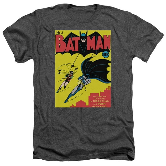 Trevco BM2706B-HA-4 Batman First-Adult Heather Short Sleeve Shirt, Charcoal - Extra Large