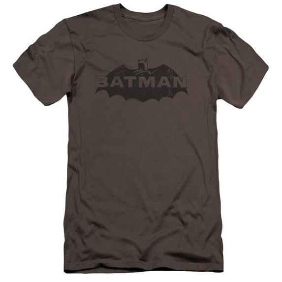 Trevco BM2838-PSF-5 Batman & Newsprint Logo Adult HBO Cotton Premium Canvas Slim Fit Short Sleeve 30-1 T-Shirt, Charcoal - 2X