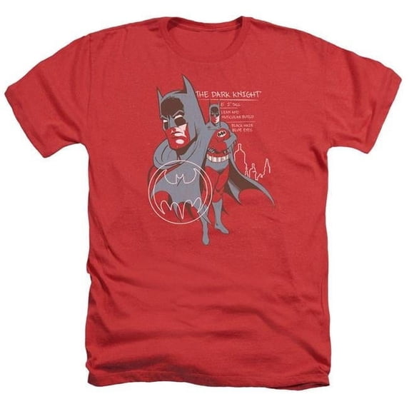 Trevco BM2882-HA-2 Batman & Lean & Muscular-Adult Heather T-Shirt, Red - Medium