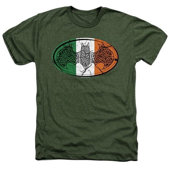 Trevco BM2889-HA-2 Batman & Irish Celtic Symbol-Adult Heather T-Shirt, Military Green - Medium