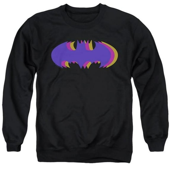 Trevco BM2917-AS-4 Batman & Tri Colored Symbol-Adult Crewneck Sweatshirt, Black - Extra Large