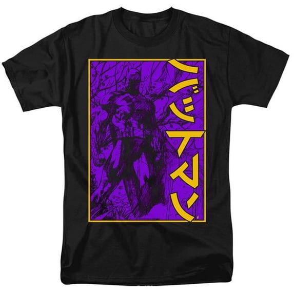 Trevco BM2919-AT-8 Batman & Big Framed Kanji Short Sleeve Adult 18-1 T-Shirt, Black - 5X