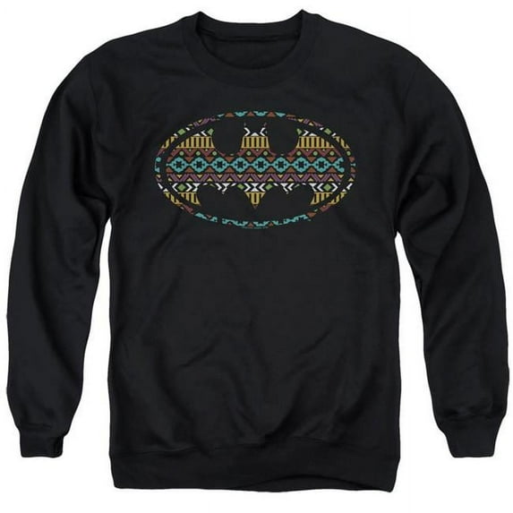 Trevco BM2926-AS-3 Batman & Aztec Fill-Adult Crewneck Sweatshirt, Black - Large