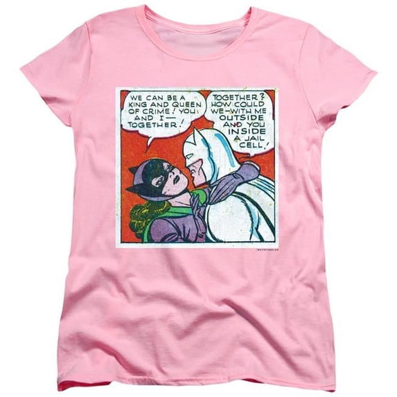 Trevco BM2930-WT-5 Batman & Jail Cell Short Sleeve Womens Tee, Pink - 2X