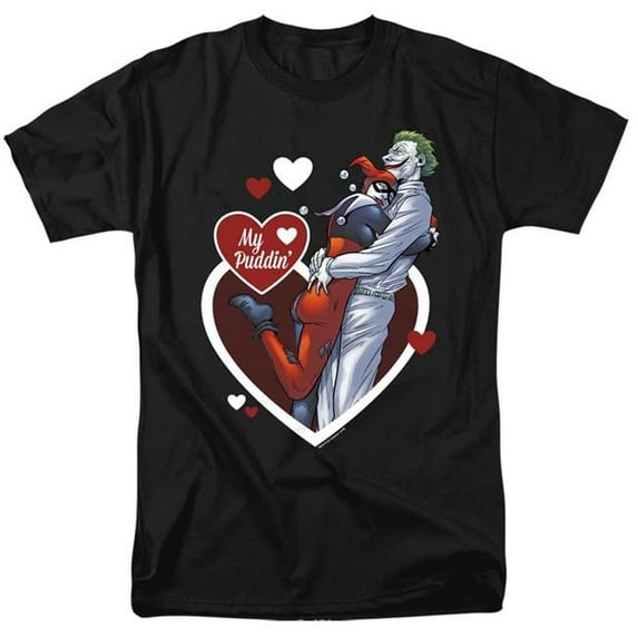 Trevco BM2931-AT-7 Batman & My Puddin Short Sleeve Adult 18-1 T-Shirt, Black - 4X