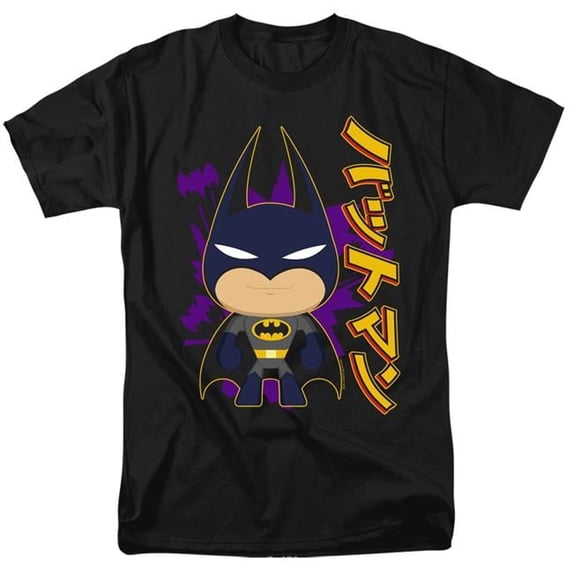 Trevco BM2933-AT-7 Batman & Cute Kanji Short Sleeve Adult 18-1 T-Shirt, Black - 4X