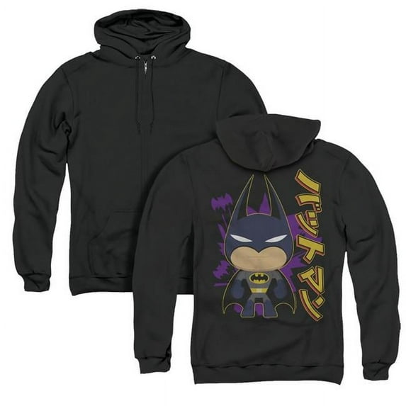 Trevco BM2933BK-AZH-4 Batman & Cute Kanji Back Print-Adult Zipper Hoodie, Black - Extra Large