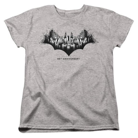 Trevco BM2942-WT-5 Womens Batman Gotham Shield Short Sleeve Tee, Athletic Heather - 2X