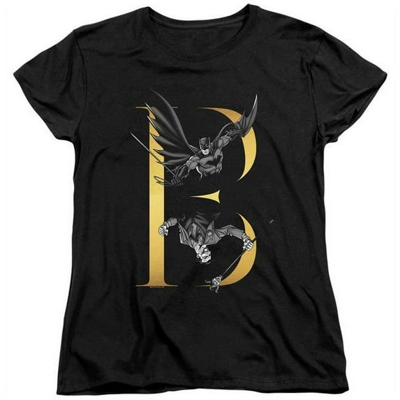 Trevco BM2943-WT-5 Womens Batman B Short Sleeve Tee, Black - 2X