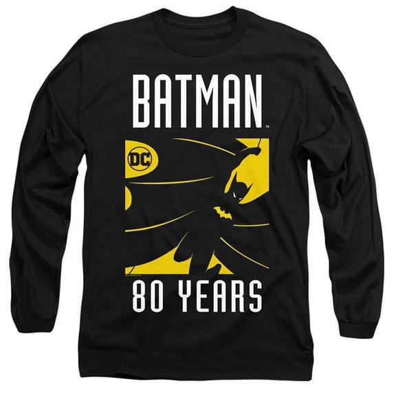 Trevco BM2944-AL-5 Batman Silhouette-Long Sleeve Adult 18-1 T-Shirt, Black - 2X