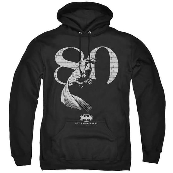 Trevco BM2947-AFTH-7 Batman 80 Wall-Adult Pull-Over Hoodie, Black - 4X