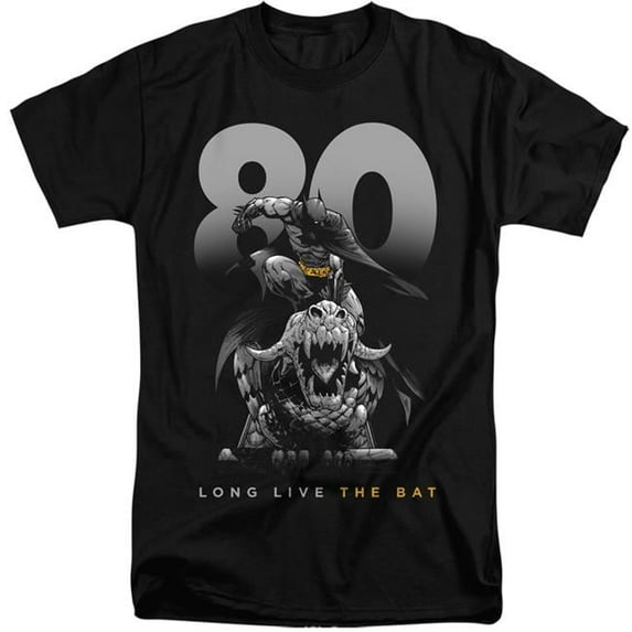 Trevco BM2948-ATT-6 Batman Big 80 Short Sleeve Adult Tall 18-1 T-Shirt, Black - 3X