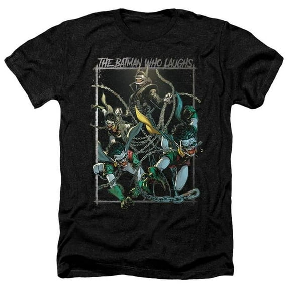 Trevco BM2975-HA-1 Batman & Batman Who Laughs-Adult Heather T-Shirt, Black - Small