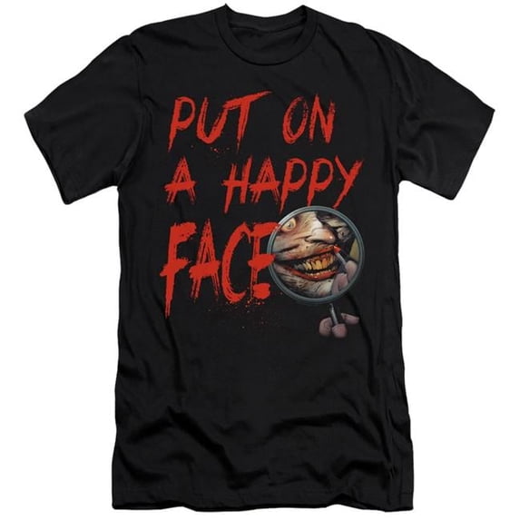 Trevco BM2976-PSF-1 Batman & Happy Face-HBO Short Sleeve Adult 30-1 T-Shirt, Black - Small