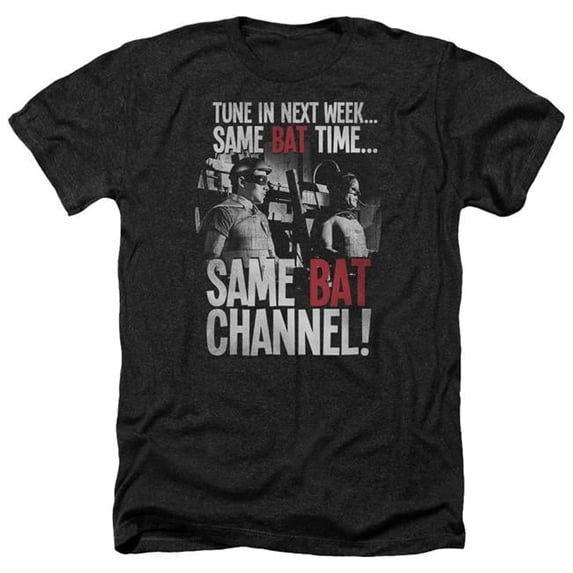Trevco BMT114-HA-3 Batman Classic TV & Bat Channel-Adult Heather T-Shirt, Black - Large