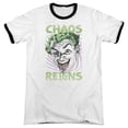 thumbnail image 1 of Trevco  BMT140-AR-3 Batman Classic TV & Chaos Reigns-Adult Ringer T-Shirt, White & Black - Large, 1 of 1