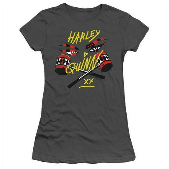 Trevco BOP107-JS-1 Birds of Prey & In My Eyes-Short Sleeve Junior Sheer T-Shirt, Charcoal - Small
