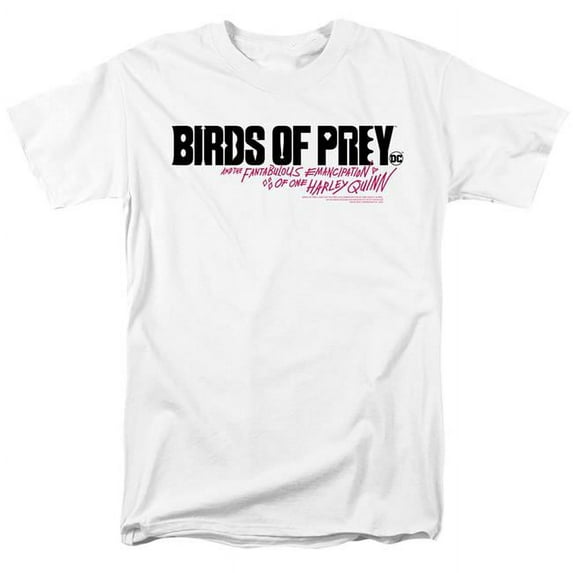 Trevco BOP117B-AT-7 Birds of Prey & Horizontal Logo-Short Sleeve Adult 18-1 T-Shirt, White - 4X