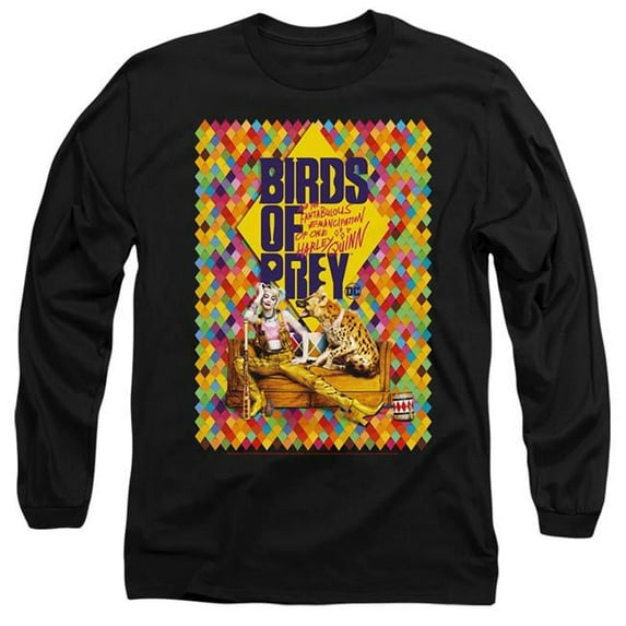 Trevco BOP122-AL-2 Birds of Prey & Couch-Long Sleeve Adult 18-1 T-Shirt, Black - Medium
