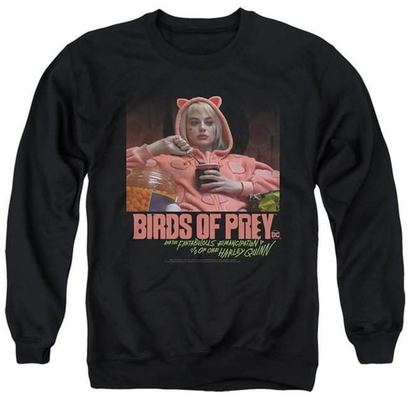 Trevco BOP129-AS-1 Birds of Prey & Love Stinks-Adult Crewneck Sweatshirt, Black - Small