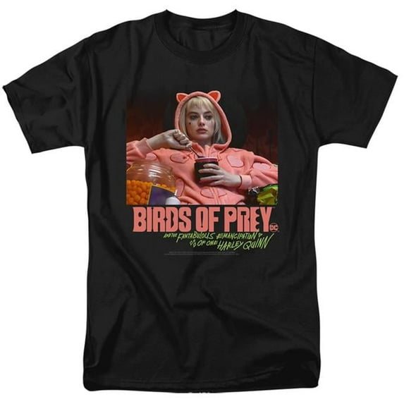 Trevco BOP129-AT-1 Birds of Prey & Love Stinks-Short Sleeve Adult 18-1 T-Shirt, Black - Small