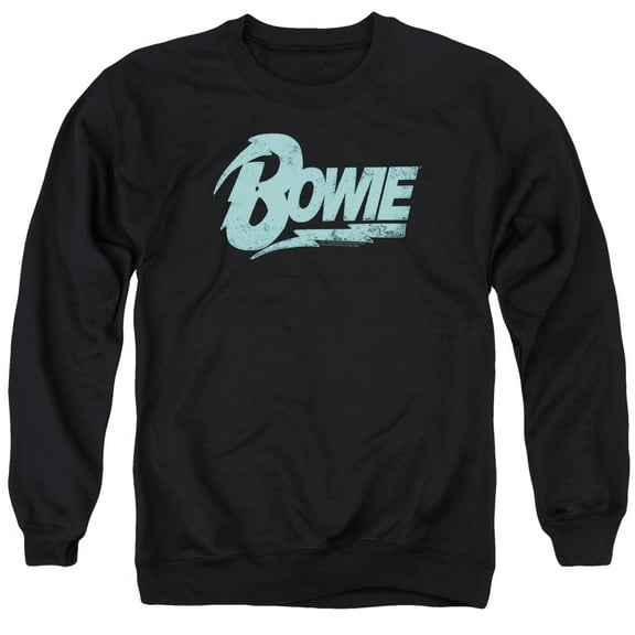 Trevco BOWIE105-AS-4 David Bowie Logo-Adult Crewneck Sweatshirt, Black - Extra Large