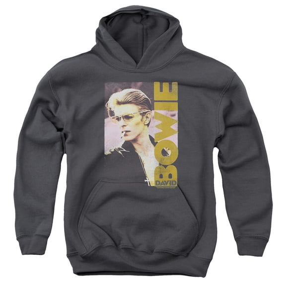 Trevco BOWIE107-YFTH-1 David Bowie Smokin-Youth Pull-Over Hoodie, Charcoal - Small