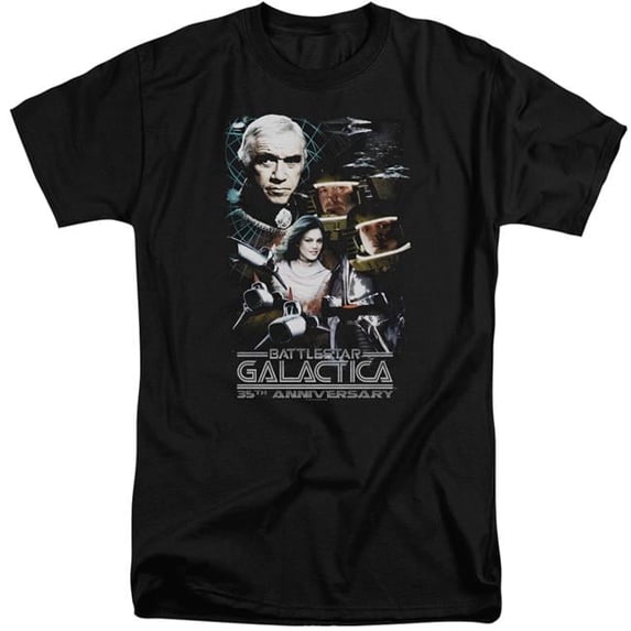 Trevco BSG & 35th Anniversary Collage Short Sleeve Cotton Adult Tall Fit T-Shirt, Black - 3X
