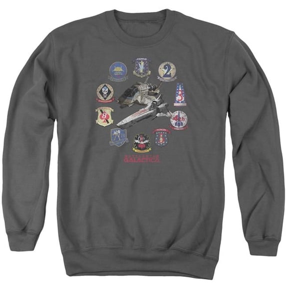 Trevco BSG & Badges Adult Crewneck Sweatshirt, Charcoal - 3X