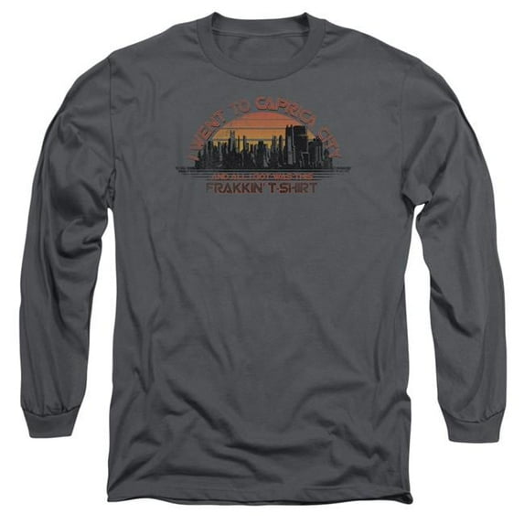 Trevco BSG & Caprica City Adult Cotton Long Sleeve 18-1 T-Shirt, Charcoal - 3X