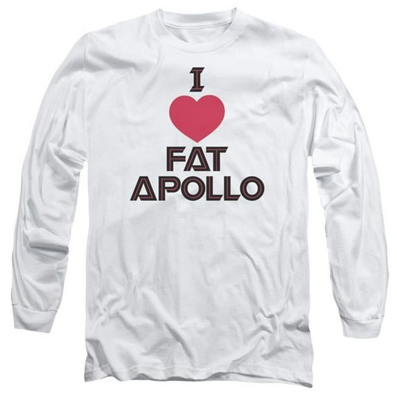 Trevco BSG173-AL-1 BSG & I Heart Fat Apollo Adult Cotton Long Sleeve 18-1 T-Shirt, White - Small