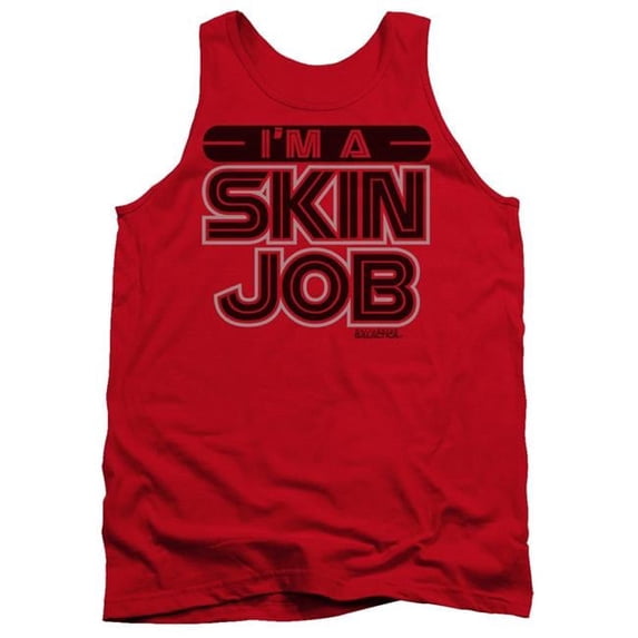 Trevco BSG & Im A Skin Job Adult Cotton Tank Top, Red - Extra Large
