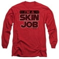 thumbnail image 1 of Trevco  BSG & Im A Skin Job Long Sleeve Cotton Adult 18-1 T-Shirt, Red - Large, 1 of 1