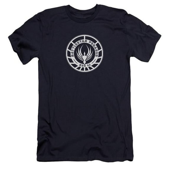 Trevco BSG & Pegasus Badge Adult Cotton Premium Canvas Brand Slim Fit 30-1 T-Shirt, Navy - Large