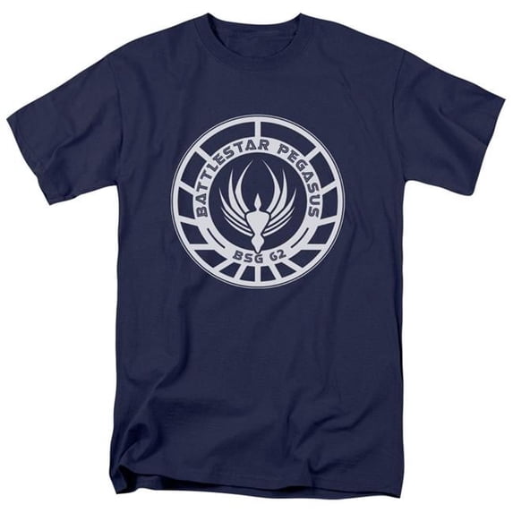 Trevco BSG & Pegasus Badge Short Sleeve Cotton Adult Regular Fit 18-1 T-Shirt, Navy - 4X