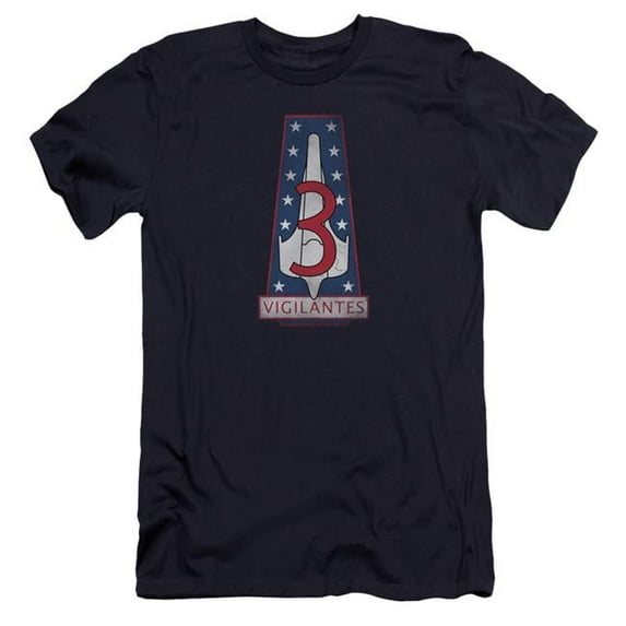 Trevco BSG & Vigilantes Badge Adult Cotton Premium Canvas Brand Slim Fit 30-1 T-Shirt, Navy - Medium