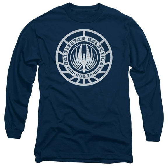 Trevco BSG170-AL-1 BSG Scratched Logo-Long Sleeve Adult T-Shirt, Navy - Small