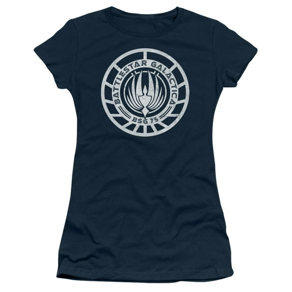 Trevco BSG170-JS-4 BSG Scratched Logo-S by S Junior Sheer Cap Sleeve Shirt, Navy - Extra Large